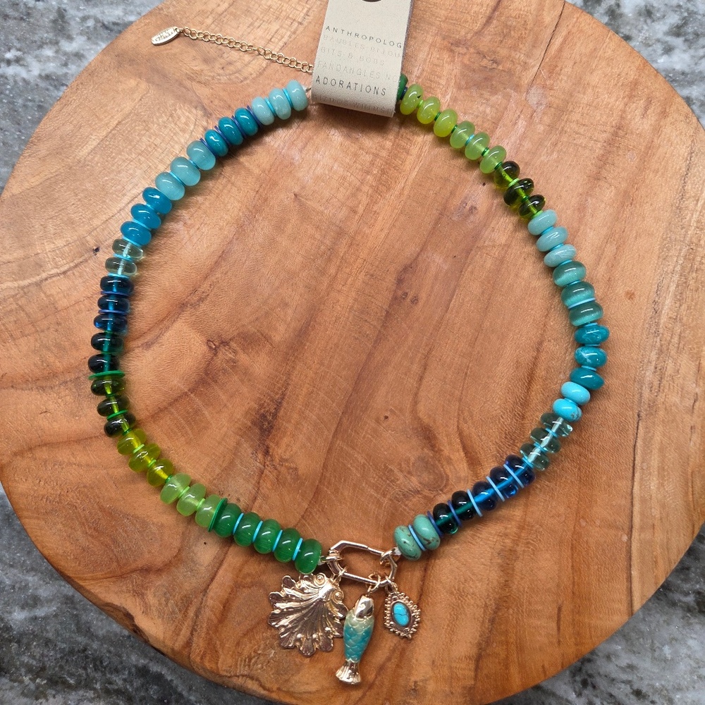 NWT Anthropologie Beaded Charm Cluster Necklace | Org 58